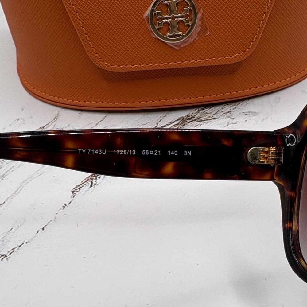 Tory Burch Tortoise Sunglasses with Orange Case - Picture 5 of 6